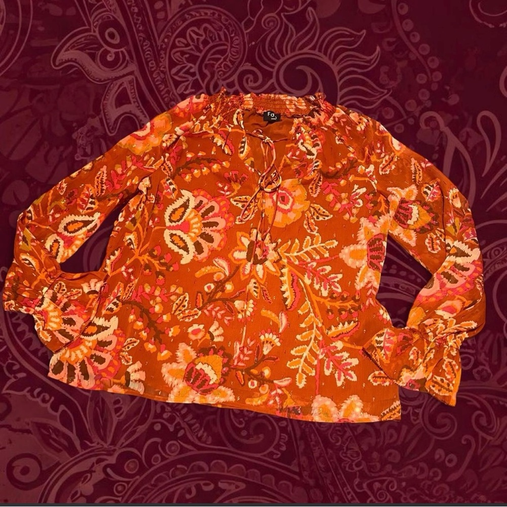 Women’s Fate Bohemian Paisley Floral Blouse Size S